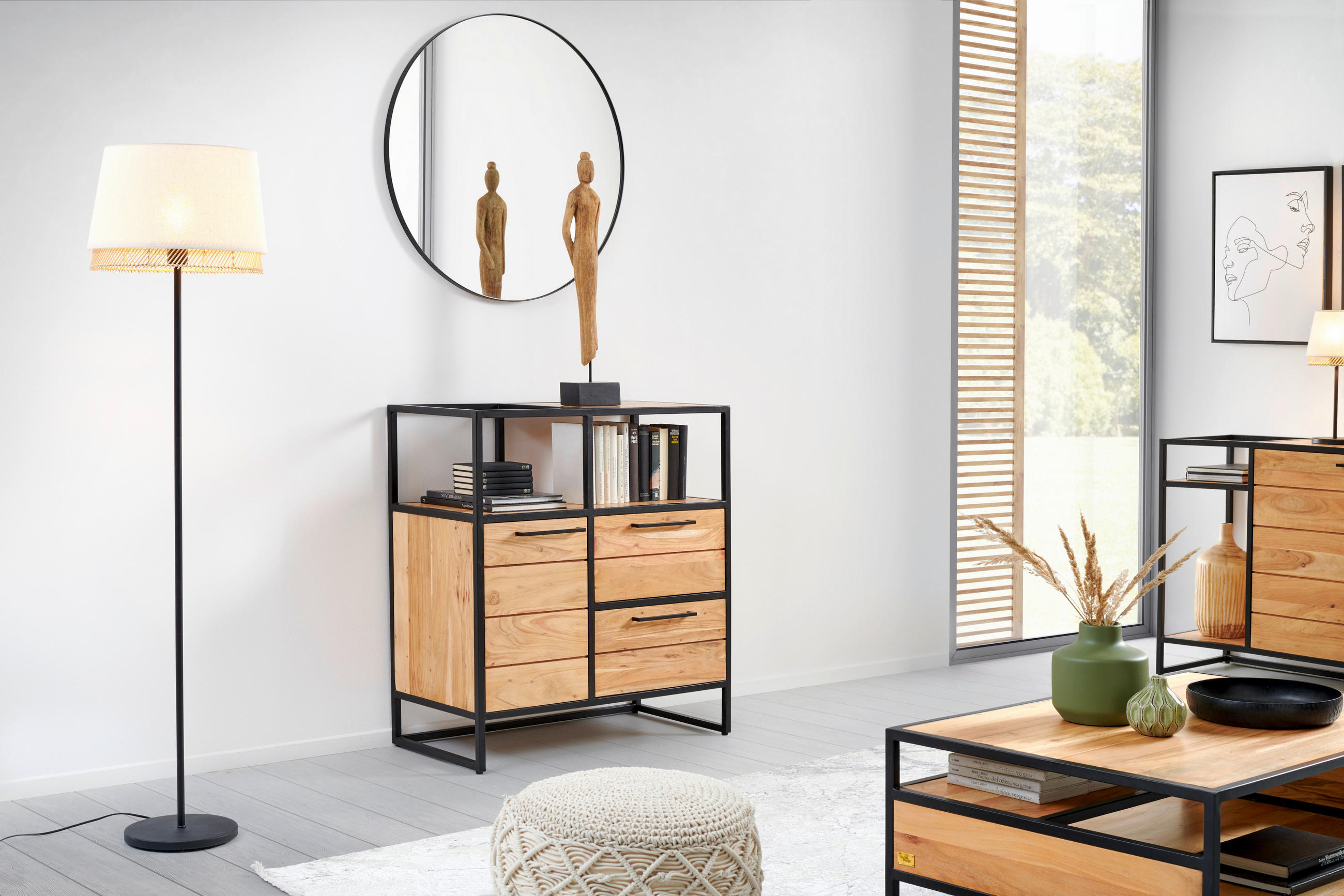 SIDEBOARD Urban Garden 2.0  in 86/93/42 cm  - Schwarz/Honig, Design, Holz/Metall (86/93/42cm) - MID.YOU