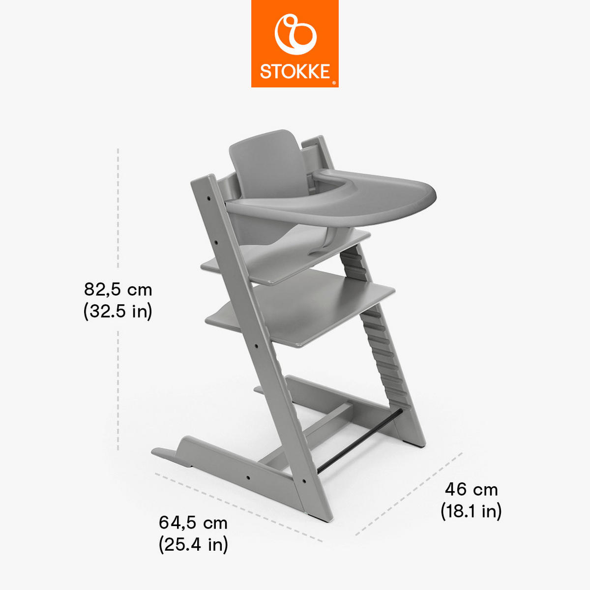 SET ZA STOLČEK ZA HRANJENJE  Tripp Trapp Bundles  83/65/46 cm         svetlo siva  - svetlo siva, Basics, les (83/65/46cm) - Stokke