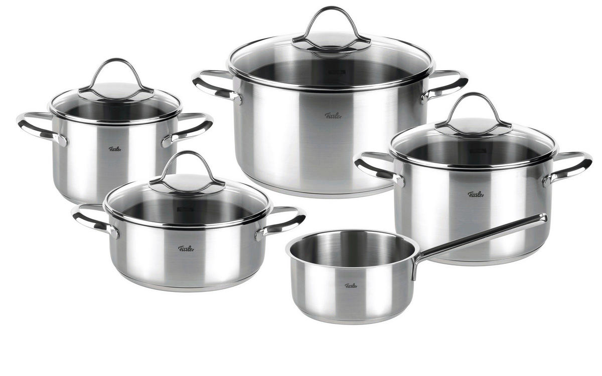 KOCHTOPFSET Paris 5-teilig  - Klar/Silberfarben, Basics, Glas/Metall - Fissler