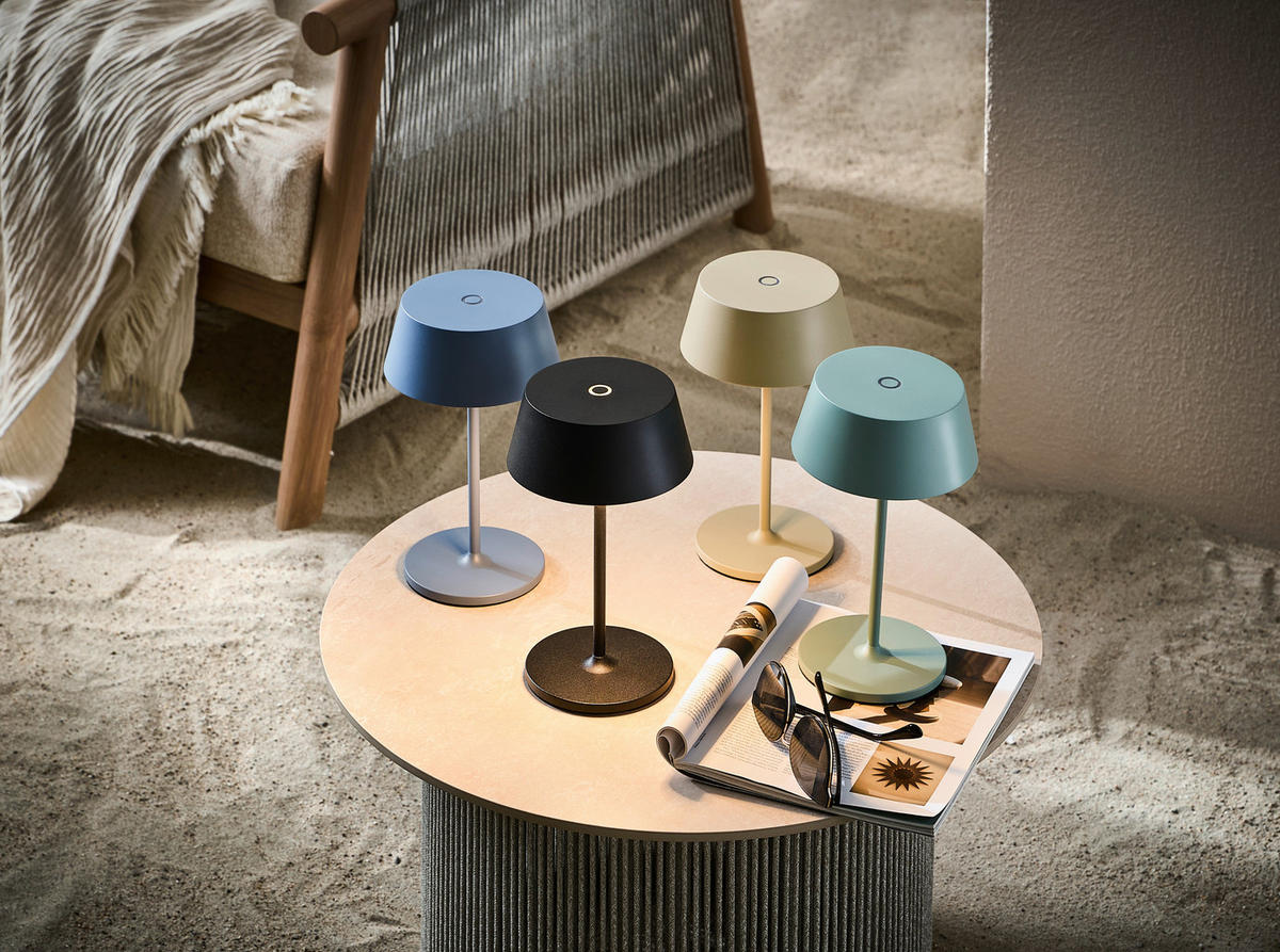 AKKU-TISCHLEUCHTE Naos 15/25 cm  - Schwarz, Design, Kunststoff/Metall (15/25cm) - Dieter Knoll