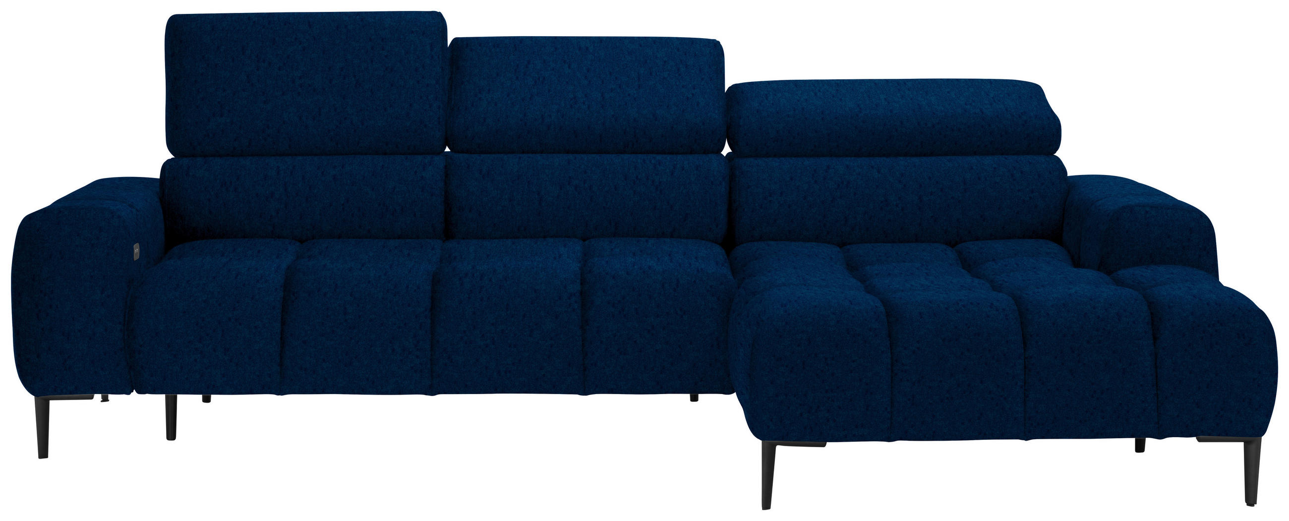 ECKSOFA in Samt, Webstoff Blau  - Blau/Schwarz, Design, Textil/Metall (270/177cm) - Welnova