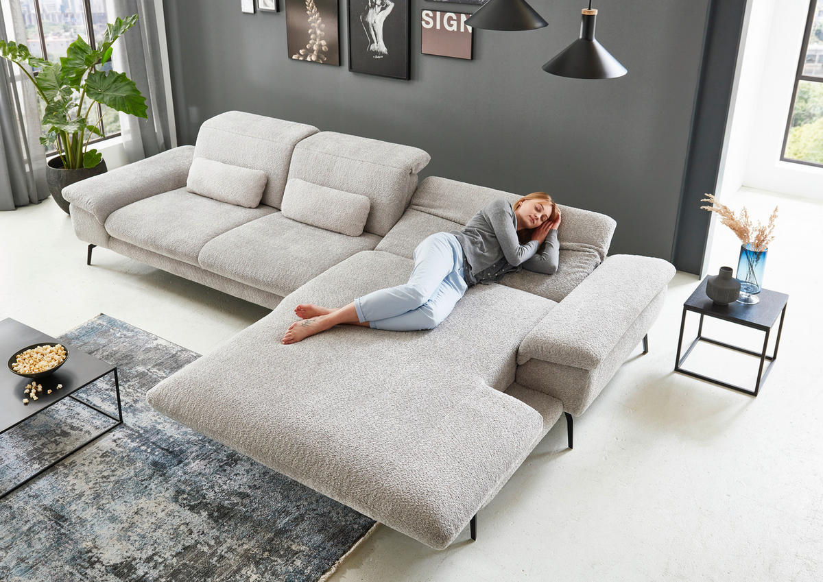 SJEDEĆA GARNITURA tekstil  srebrne boje   - srebrne boje/crna, Moderno, tekstil (345/191cm) - Beldomo Comfort
