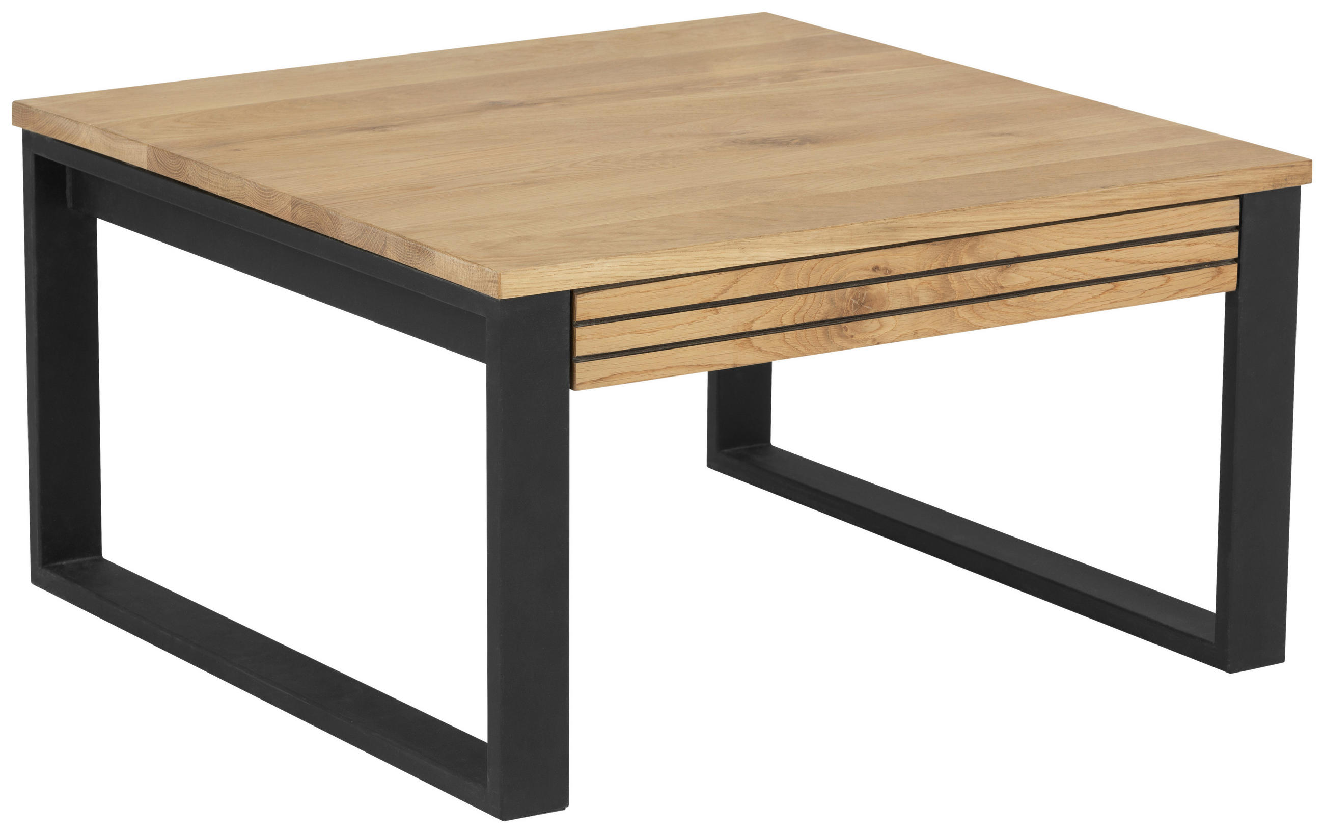 COUCHTISCH Eiche massiv rechteckig Naturfarben, Schwarz  - Schwarz/Naturfarben, Design, Holz/Metall (75/42/75cm) - MID.YOU