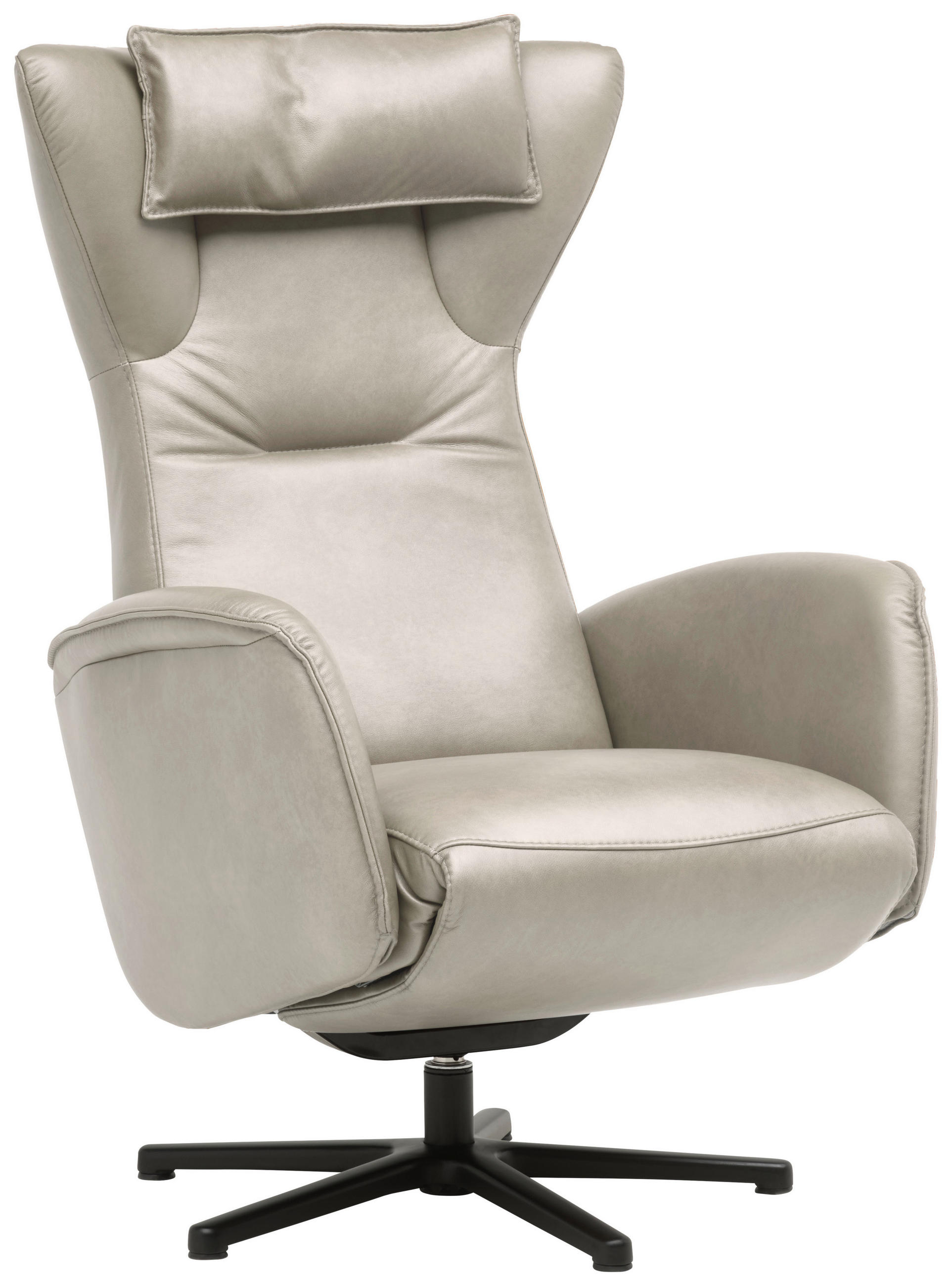 RELAXSESSEL Leder Ecru  - Ecru/Schwarz, Design, Leder/Metall (75/106/86cm) - Valdera