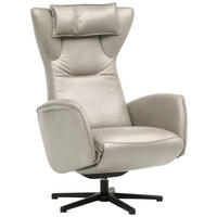 RELAXSESSEL Leder Ecru  - Ecru/Schwarz, Design, Leder/Metall (75/106/86cm) - Valdera