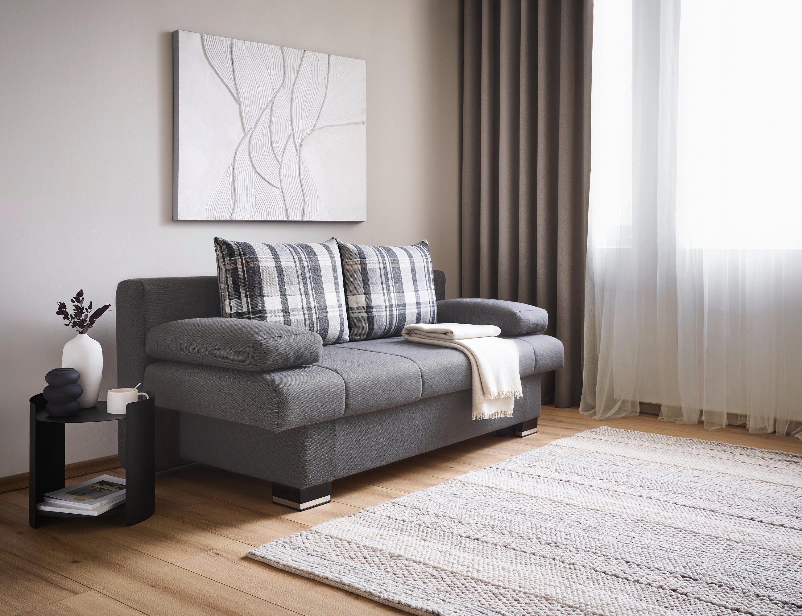 Thumbnail - Novel Schlafsofa Helen, Braun, Textil, Buche, 2-Sitzer, 200x80x94 cm, Stoffauswahl, Schlafen auf Sitzhöhe, Rücken echt, ...