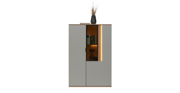 HIGHBOARD  in 92,9/136,6/42 cm  - Eichefarben/Hellgrau, MODERN, Glas/Holz (92,9/136,6/42cm) - Dieter Knoll