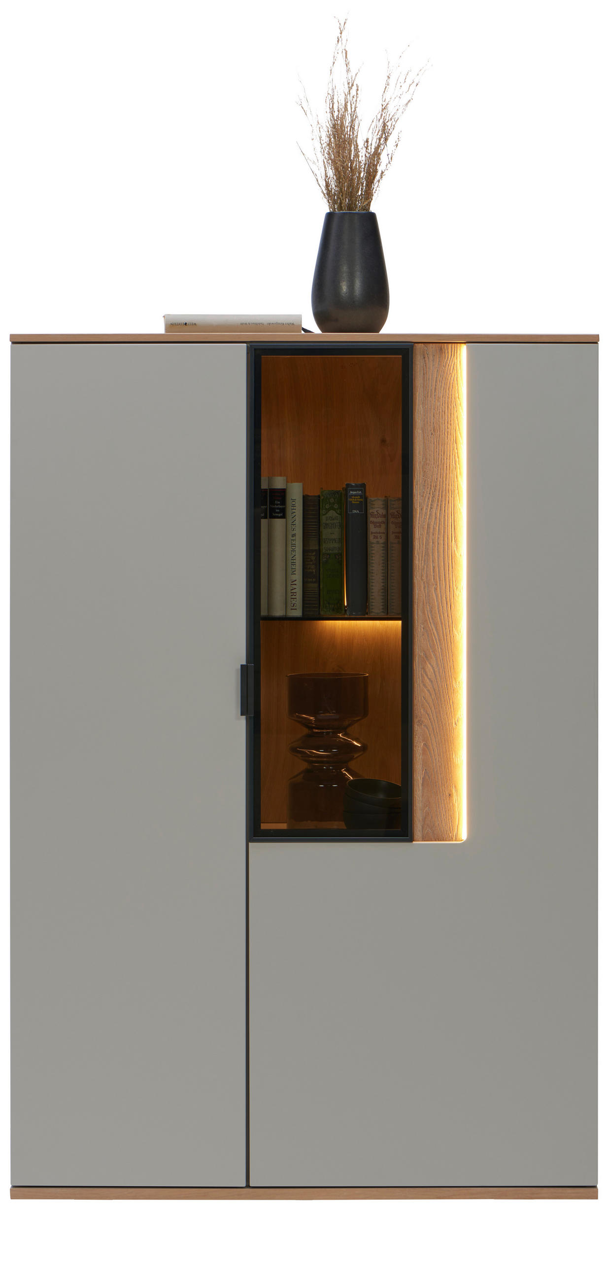HIGHBOARD Eichefarben, Hellgrau  92,9/136,6/42 cm  - Eichefarben/Hellgrau, MODERN, Glas/Holz (92,9/136,6/42cm) - Dieter Knoll