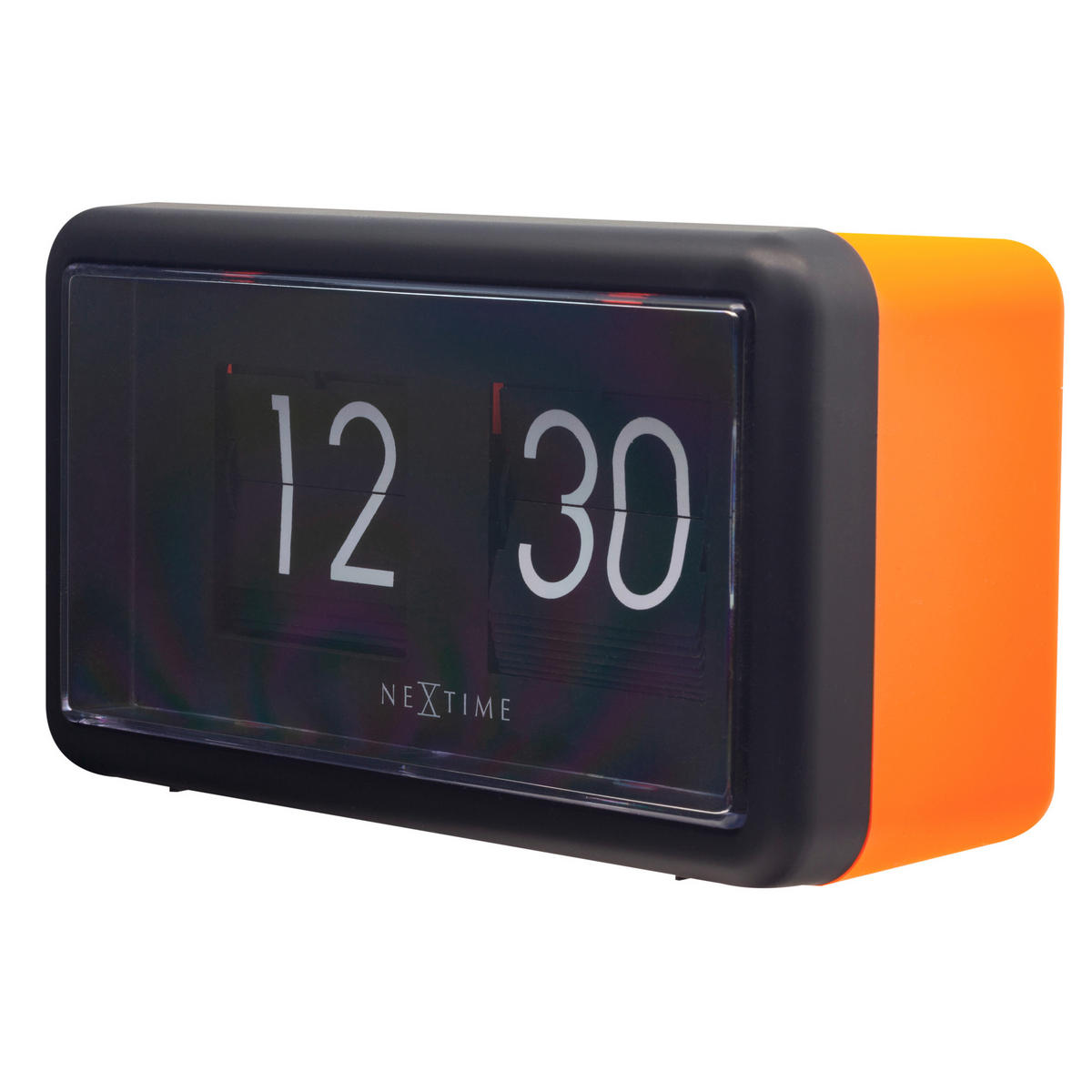 TISCHUHR 18/10/7 cm   - Schwarz/Orange, Basics, Kunststoff (18/10/7cm)