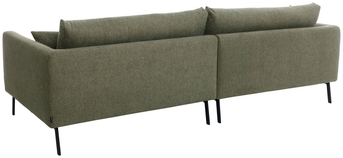 ECKSOFA Ottomane links  Dunkelgrün Flachgewebe  - Dunkelgrün/Schwarz, Design, Textil/Metall (175/267cm) - Musterring