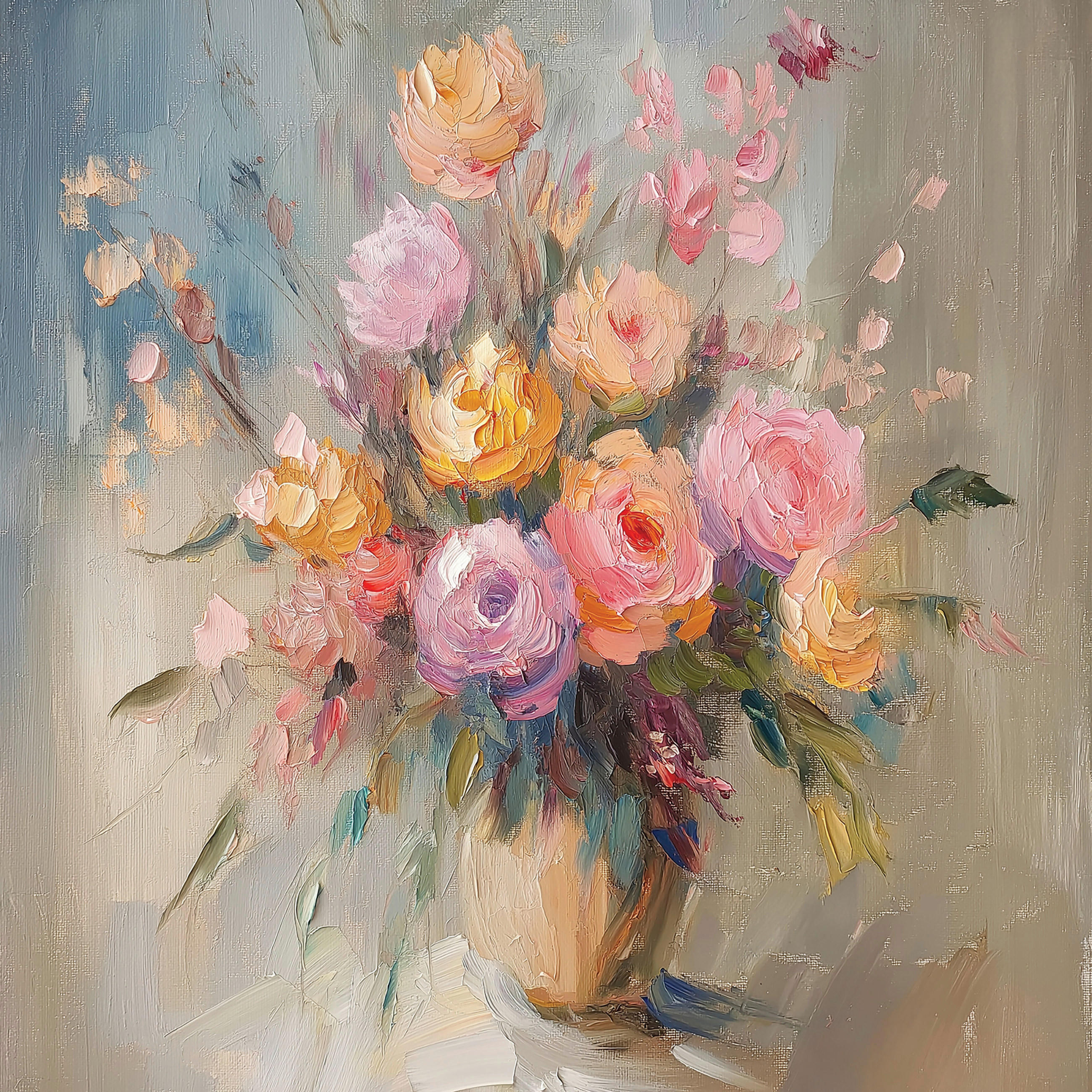 Euroart Leinwandbild Pastel Roses IV Mehrfarbig 30x30 cm