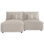 ECKSOFA Creme Cord Zierkissen, Rückenkissen, Schlaffunktion, Rücken echt  - Creme/Schwarz, MODERN, Kunststoff/Textil (153/200cm) - Xora