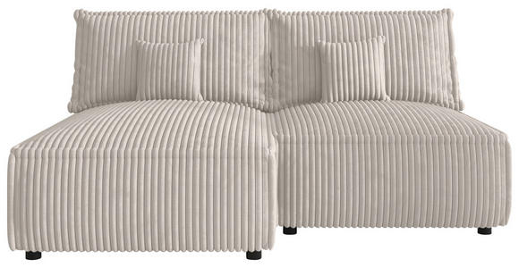 ECKSOFA Creme Cord Zierkissen, Rückenkissen, Schlaffunktion, Rücken echt  - Creme/Schwarz, MODERN, Kunststoff/Textil (153/200cm) - Xora
