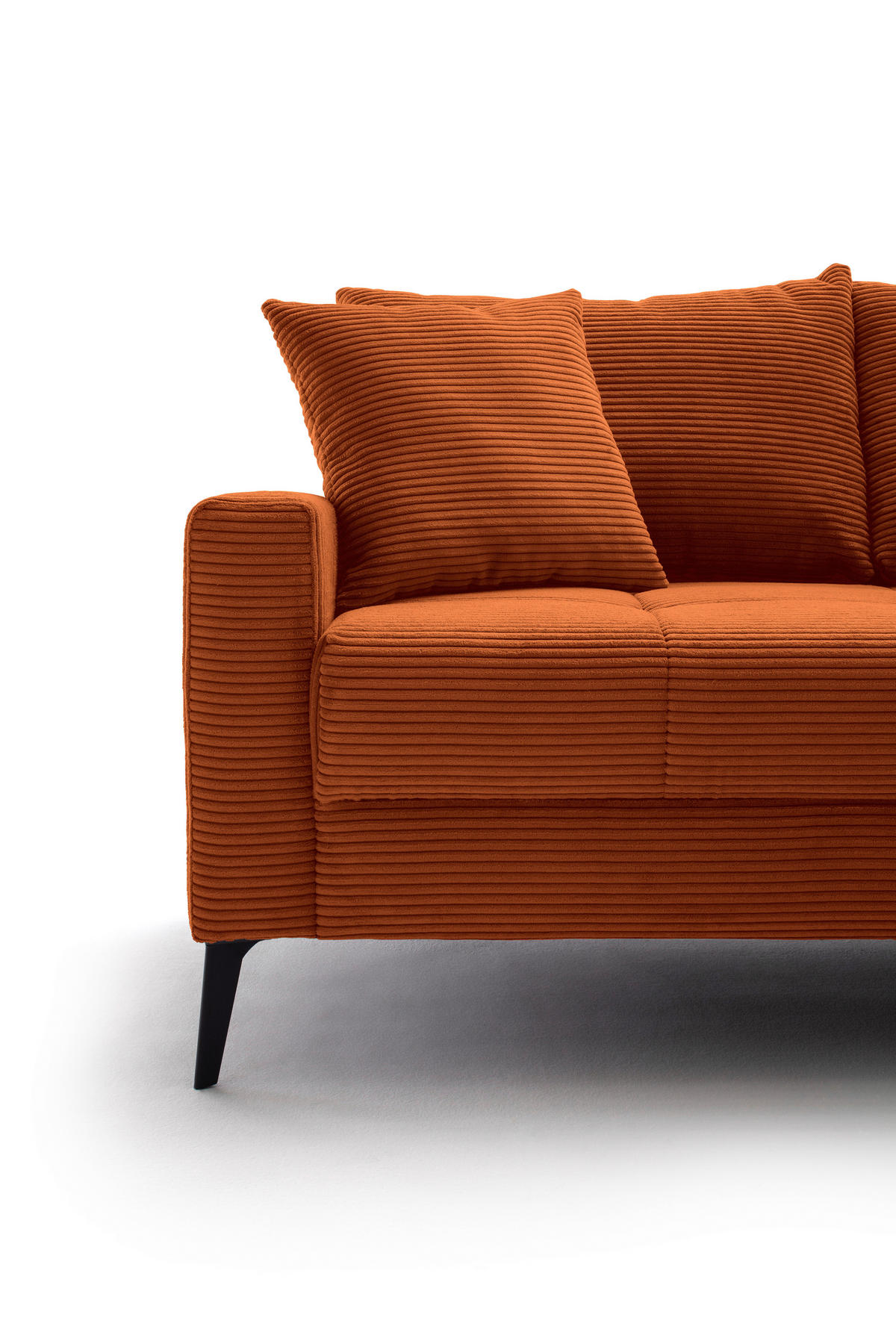 ECKSOFA Dunkelorange Cord  - Dunkelorange/Schwarz, KONVENTIONELL, Textil/Metall (280/173cm) - Hom`in