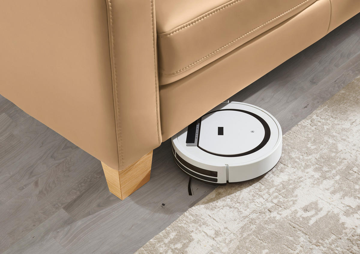 ECKSOFA in Echtleder Honig  - Eiche Bianco/Honig, Natur, Leder/Holz (257/235cm) - Valdera