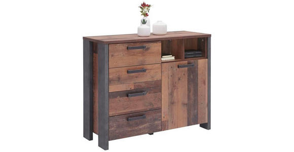 KOMMODE 106,7/86,3/41,6 cm in Braun, Dunkelgrau, Dunkelbraun - Dunkelgrau/Dunkelbraun, Design, Holzwerkstoff/Kunststoff (106,7/86,3/41,6cm) - Carryhome