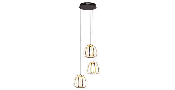 LED-HÄNGELEUCHTE 49/23/150 cm  - Goldfarben/Schwarz, Design, Kunststoff/Metall (49/23/150cm) - Novel