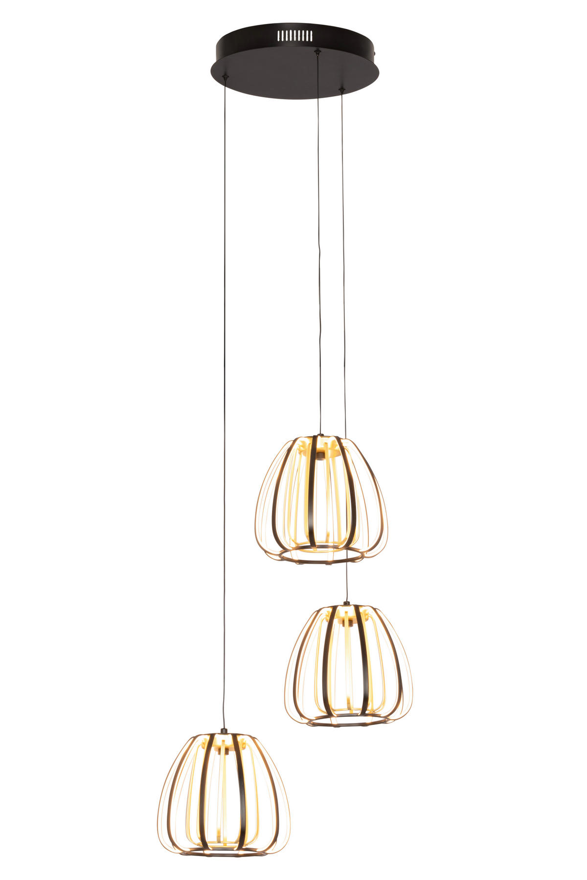 ZÁVESNÉ LED SVIETIDLO, 49/23/150 cm  - čierna/zlatá, Design, kov/plast (49/23/150cm) - Novel