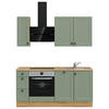 KÜCHENBLOCK 180 cm   in Eichefarben, Schilfgrün  - Schilfgrün/Eichefarben, MODERN, Holzwerkstoff/Metall (180cm) - Nobilia