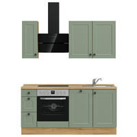 KÜCHENBLOCK 180 cm   Eichefarben, Schilfgrün  - Schilfgrün/Eichefarben, Modern, Holzwerkstoff/Metall (180cm) - Nobilia