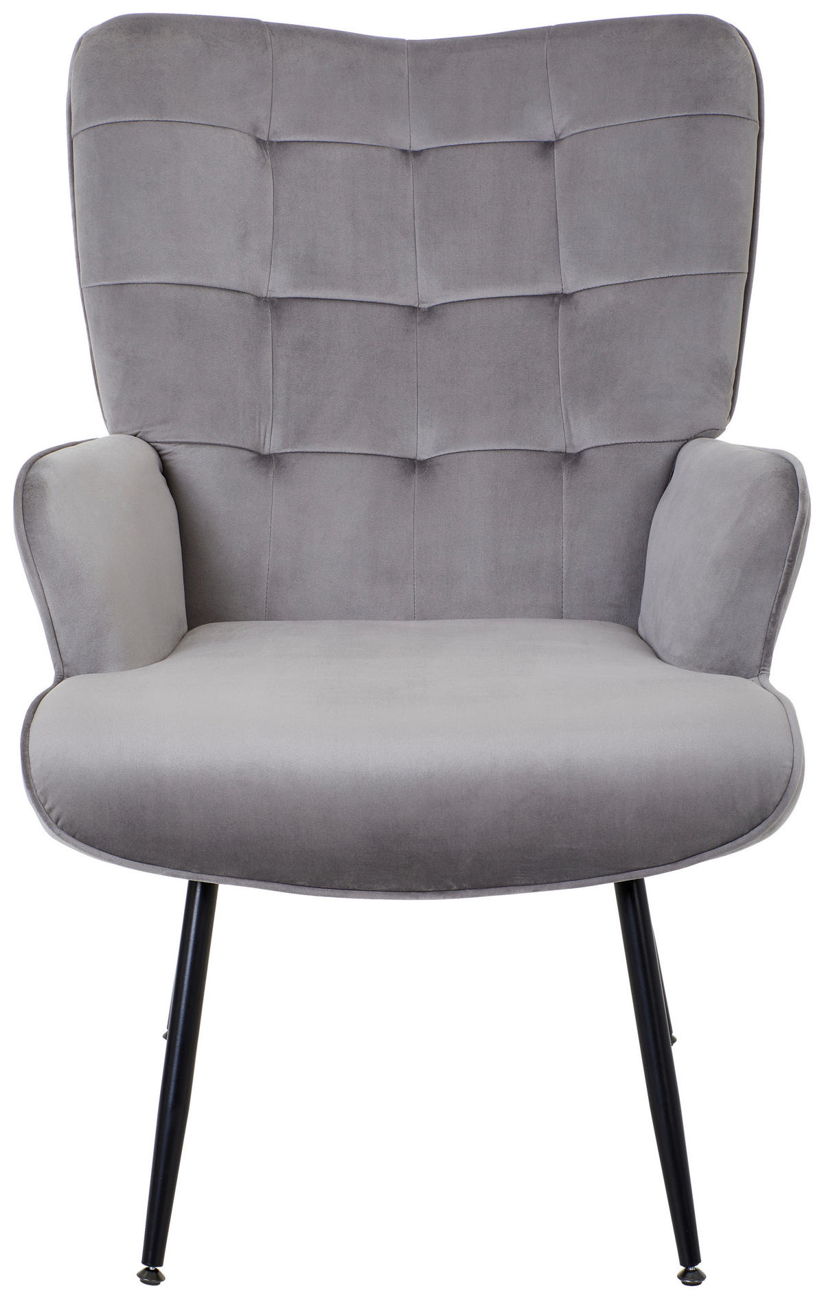 SESSEL Samt Grau, Schwarz    - Schwarz/Grau, Trend, Textil/Metall (67/96/85cm) - Xora