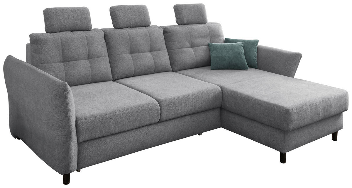 ECKSOFA Silberfarben Chenille  - Mintgrau/Silberfarben, MODERN, Holz/Textil (250-280/176cm) - Livetastic