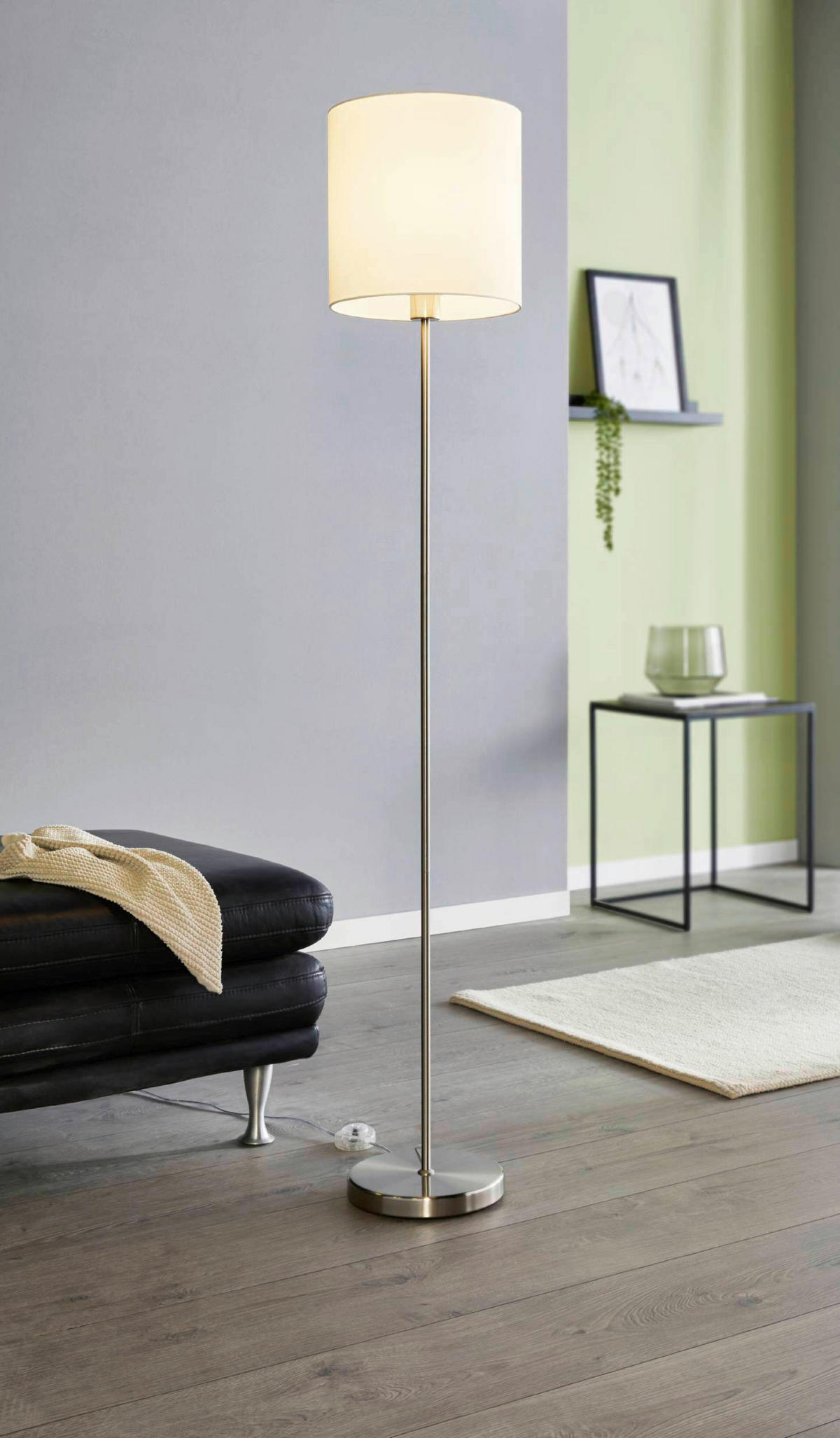 STOJACIA LAMPA, 23/158 cm  - biela, Konventionell, kov/textil (23/158cm) - Eglo