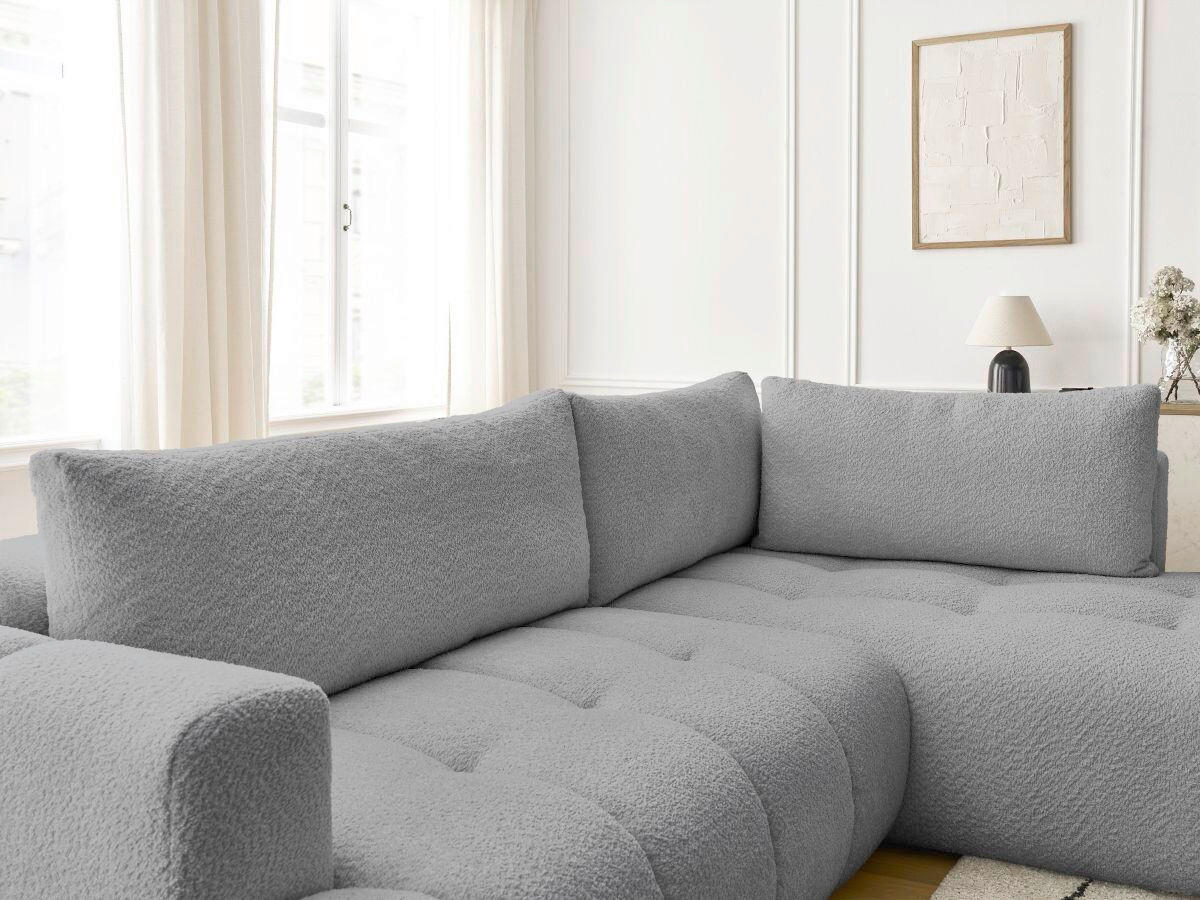 ECKSCHLAFSOFA FUJI Bouclé Dunkelgrau  inkl.  - Dunkelgrau/Schwarz, MODERN, Kunststoff/Textil (282/204cm)