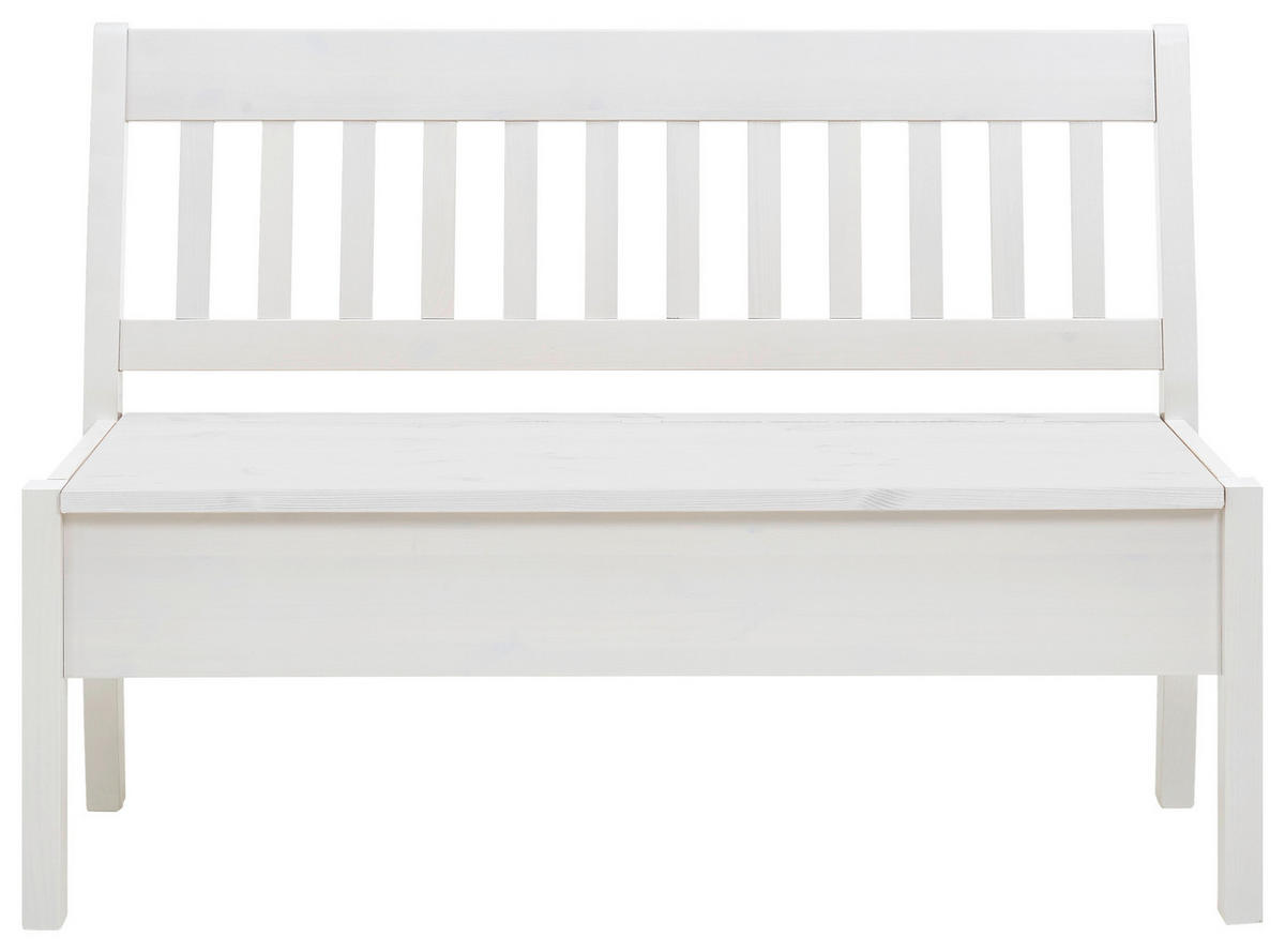 SITZBANK 130/93/58 cm Weiß Kiefer massiv  - Weiß, ROMANTIK / LANDHAUS, Holz (130/93/58cm) - Boxxx