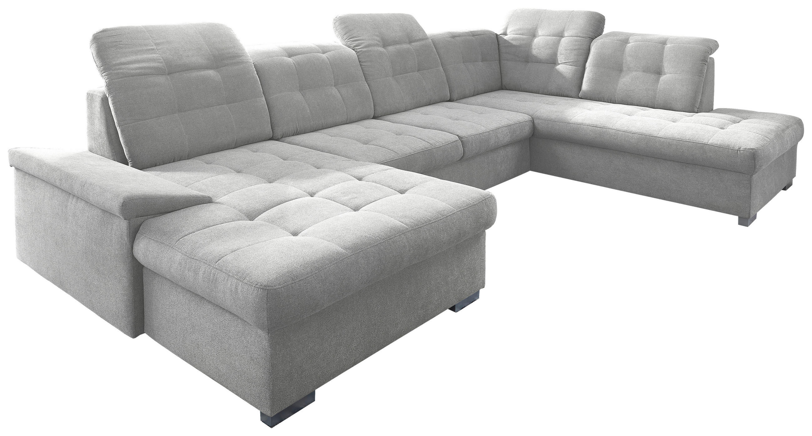 WOHNLANDSCHAFT Silberfarben Mikrofaser  - Chromfarben/Silberfarben, Design, Kunststoff/Textil (169/330/212cm) - Livetastic