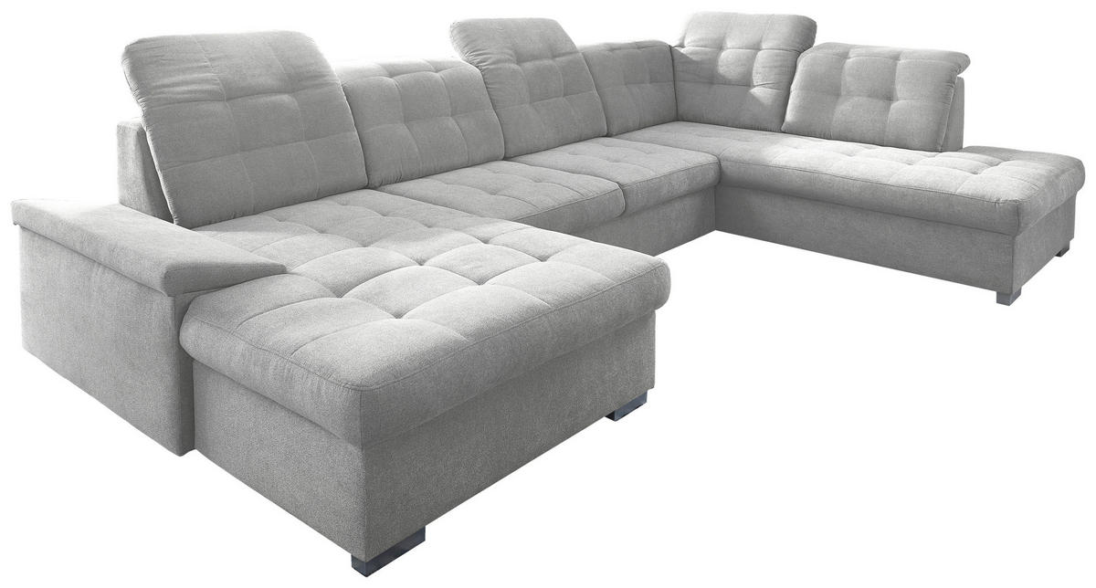 WOHNLANDSCHAFT Silberfarben Mikrofaser  - Chromfarben/Silberfarben, Design, Kunststoff/Textil (169/330/212cm) - Livetastic