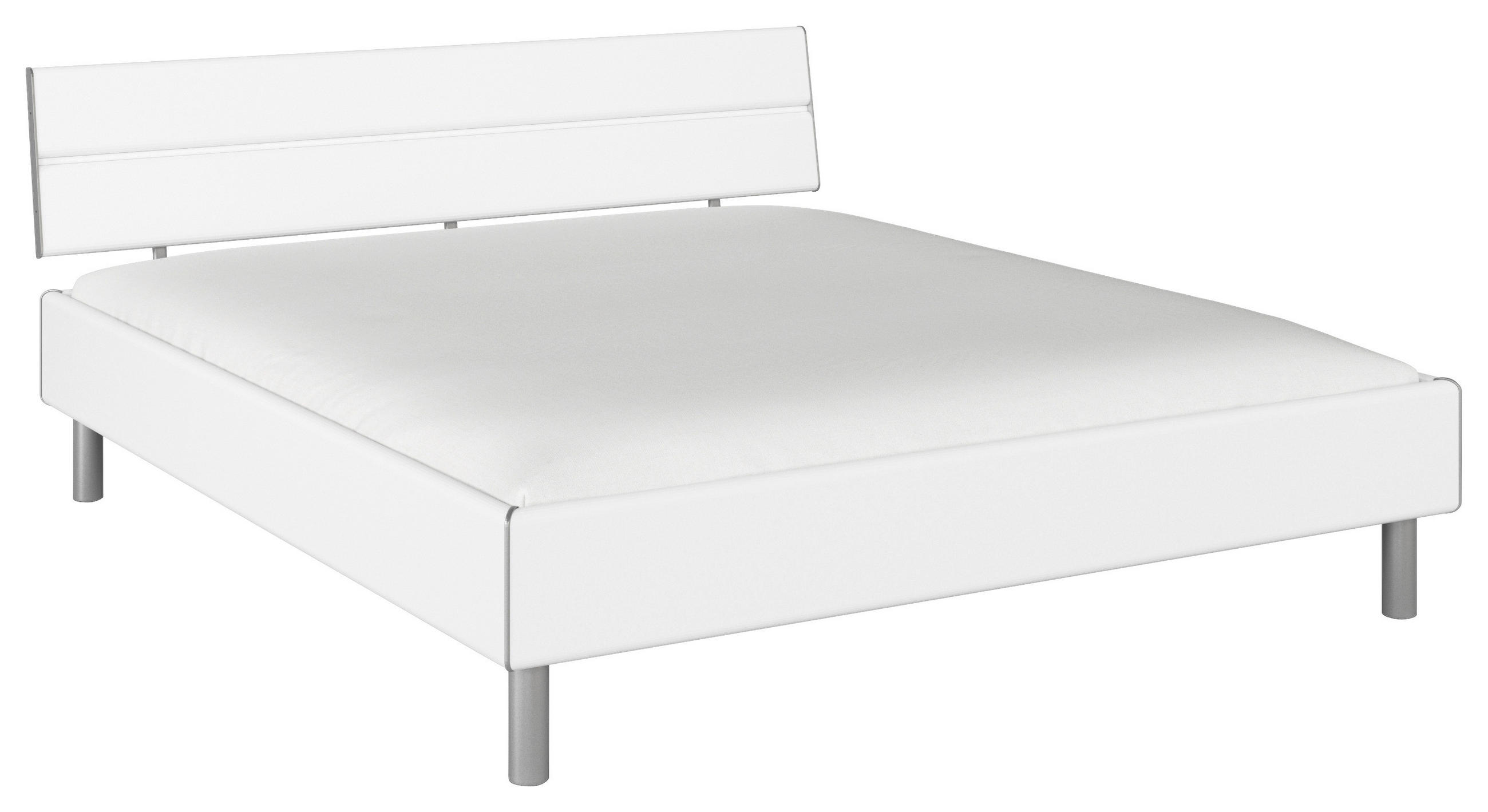 BETT 180/200 cm,  in Weiß,  - Alufarben/Weiß, Design, Metall (180/200cm) - Carryhome