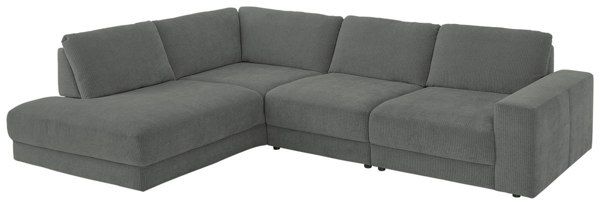 ECKSOFA in Chenille, Jacquard Grau  - Schwarz/Grau, Design, Kunststoff/Textil (242/316cm) - Niels Andersson