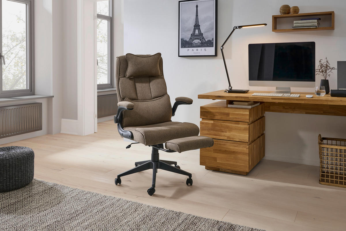 CHEFSESSEL Webstoff Braun  - Schwarz/Braun, MODERN, Kunststoff/Textil (62/112-122/65cm) - MID.YOU