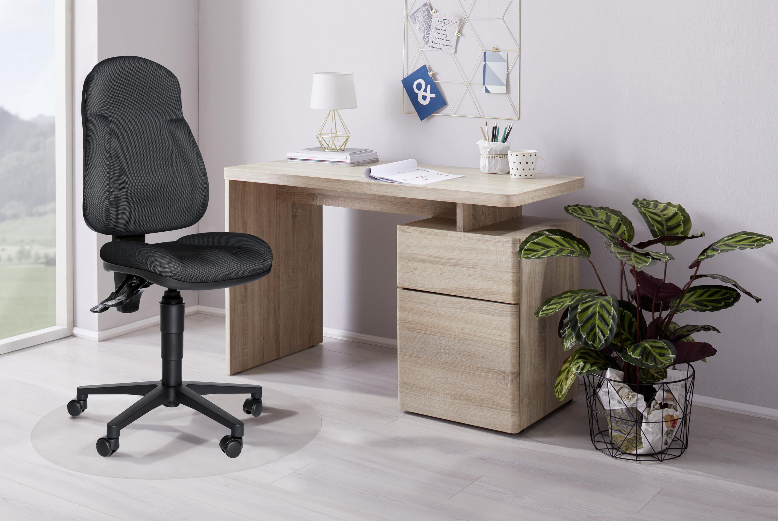 OTOČNÁ ŽIDLE, antracitová - antracitová, Basics, textil/plast (46/100-118/45cm)