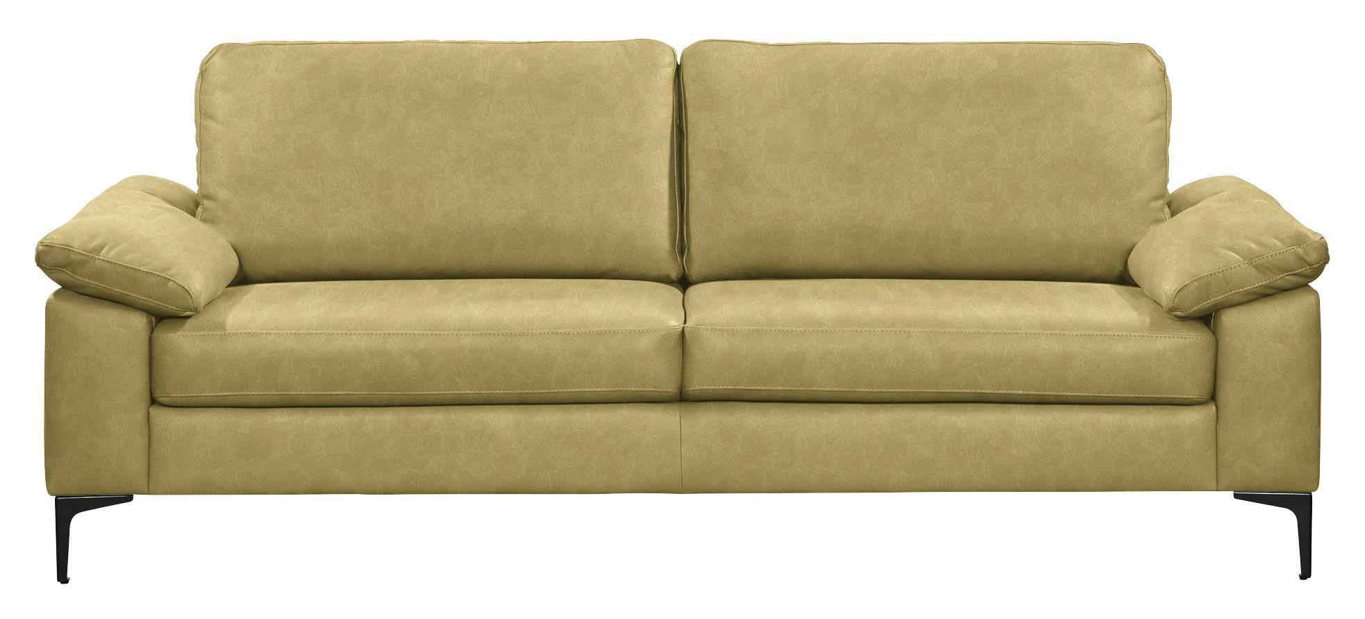 3-SITZER-SOFA  in Echtleder Hellgrün   - Schwarz/Hellgrün, Design, Leder/Metall (224/86/97cm) - Schöner Wohnen