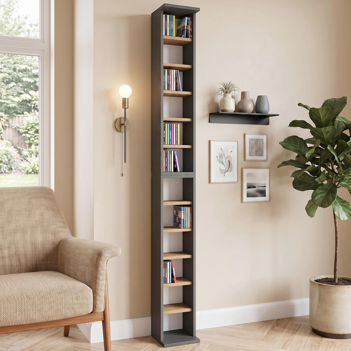 CD REGAL antracit, hrast medunac  drvni materijal   - hrast medunac/antracit, Moderno, drvni materijal (21/180/20cm) - MID.YOU