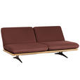 SCHLAFSOFA Palermo in Echtleder Dunkelrot  - Beige/Schwarz, Design, Leder/Holz (204/92/90cm) - Dieter Knoll