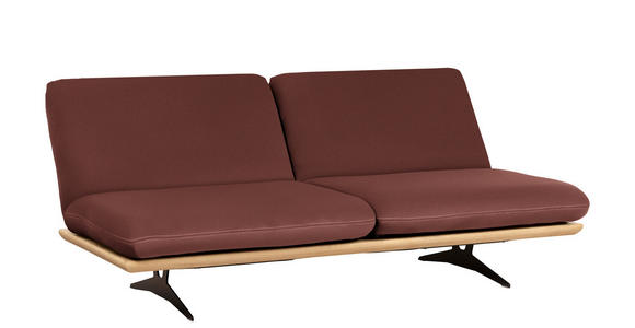 SCHLAFSOFA Palermo in Echtleder Dunkelrot  - Beige/Schwarz, Design, Leder/Holz (204/92/90cm) - Dieter Knoll