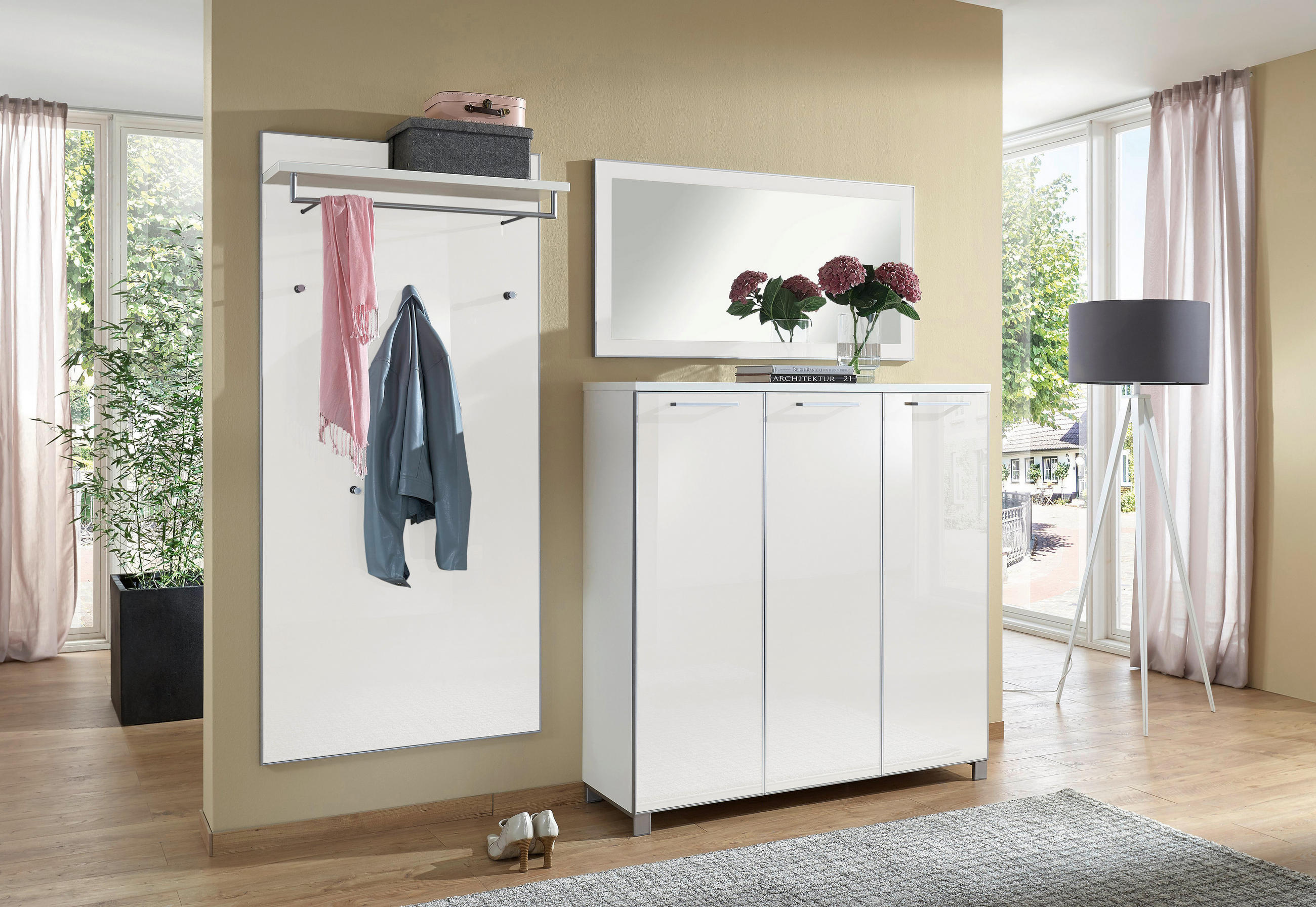 GARDEROBE Weiß - Weiß, Design, Glas (215/195/37cm)