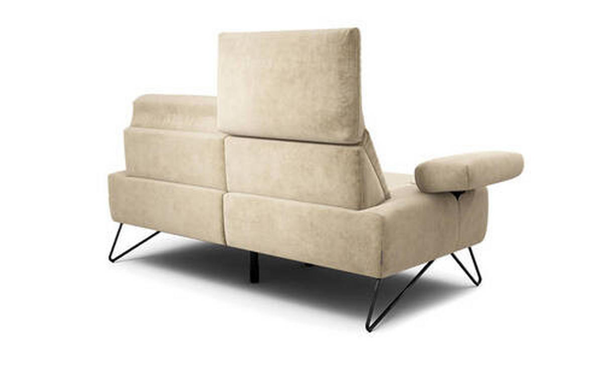 2-SITZER-SOFA in Samt Naturfarben  - Schwarz/Naturfarben, Design, Textil/Metall (164-194/85/86-94cm) - SENSOO