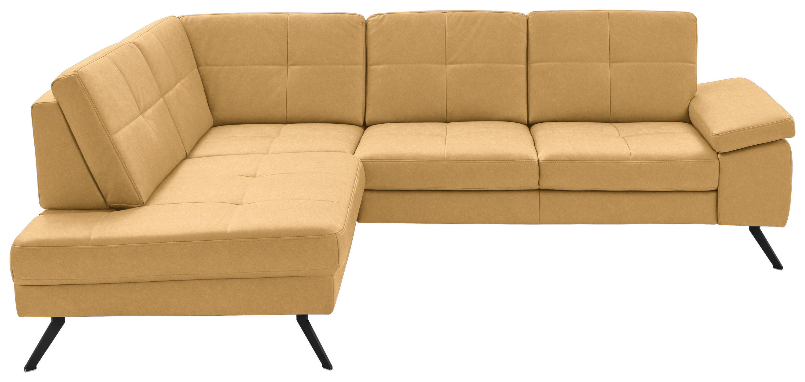 ECKSOFA in Lederlook, Mikrofaser Gelb  194/261 cm  - Gelb/Schwarz, Design, Textil/Metall (194/261cm) - Beldomo System