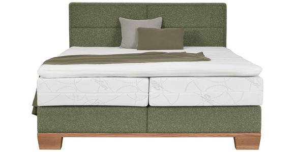 BOXSPRINGBETT 160/200 cm in Grün, Eichefarben - Eichefarben/Grün, Natur, Holz/Textil (160/200cm) - Valnatura