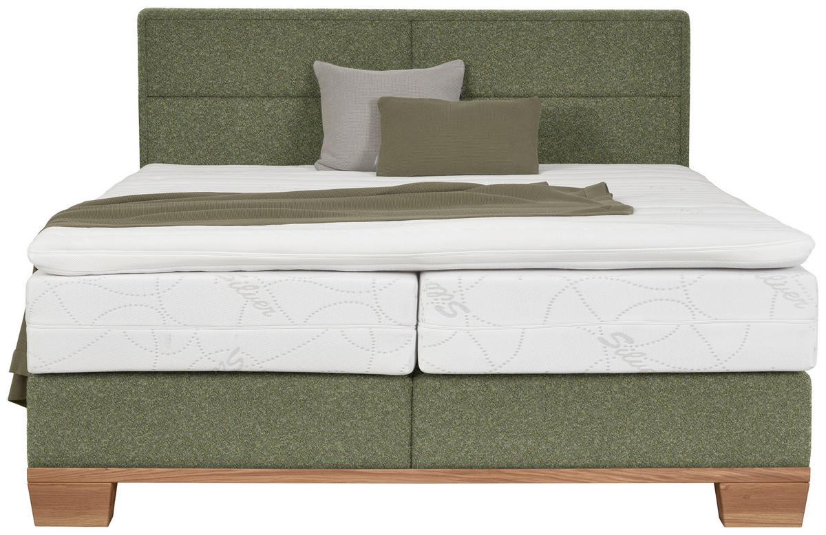 BOXSPRINGBETT 160/200 cm  in Grün, Eichefarben  - Eichefarben/Grün, Natur, Holz/Textil (160/200cm) - Valnatura
