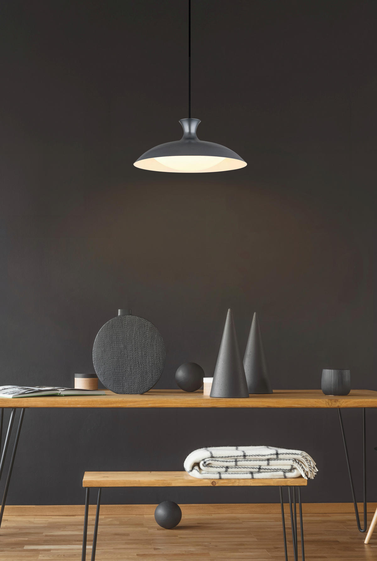 LED-HÄNGELEUCHTE 40/150 cm  - Opal/Schwarz, KONVENTIONELL, Kunststoff/Metall (40/150cm) - Globo