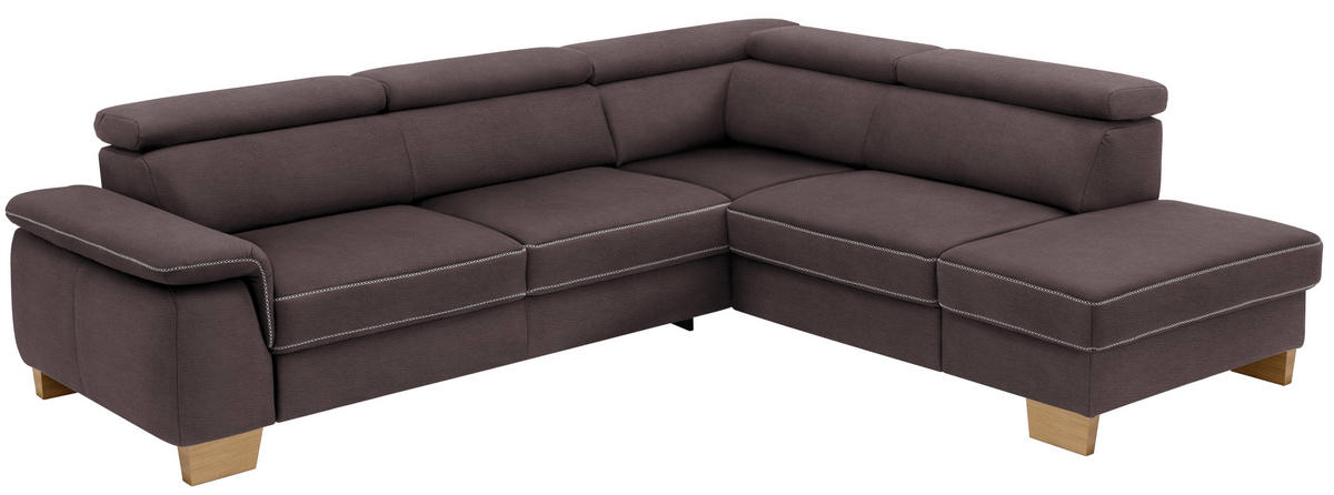 ECKSOFA in Mikrofaser Dunkelbraun  - Eichefarben/Dunkelbraun, Natur, Holz/Textil (273/226cm) - Beldomo System