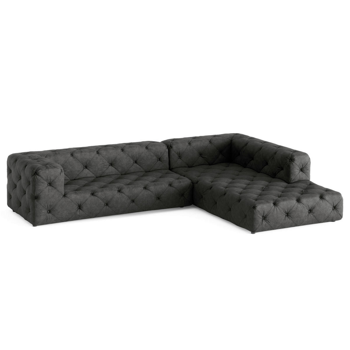ECKSOFA Fresco in Mikrofaser Anthrazit  325/228 cm  - Anthrazit/Schwarz, Design, Kunststoff/Textil (325/228cm) - P & B