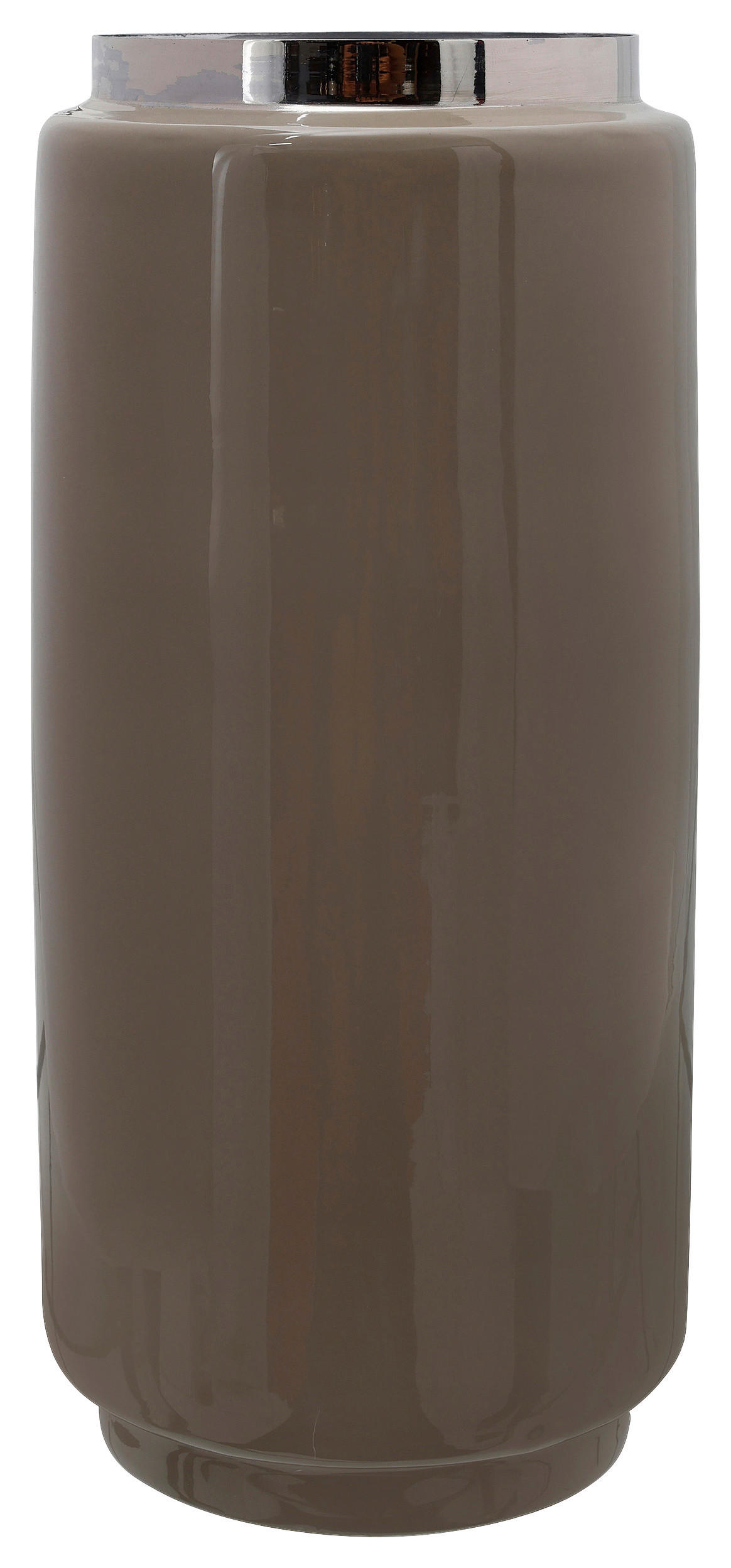 VASE 30 cm  - Taupe/Goldfarben, Trend, Metall (15/15/30cm) - Kayoom