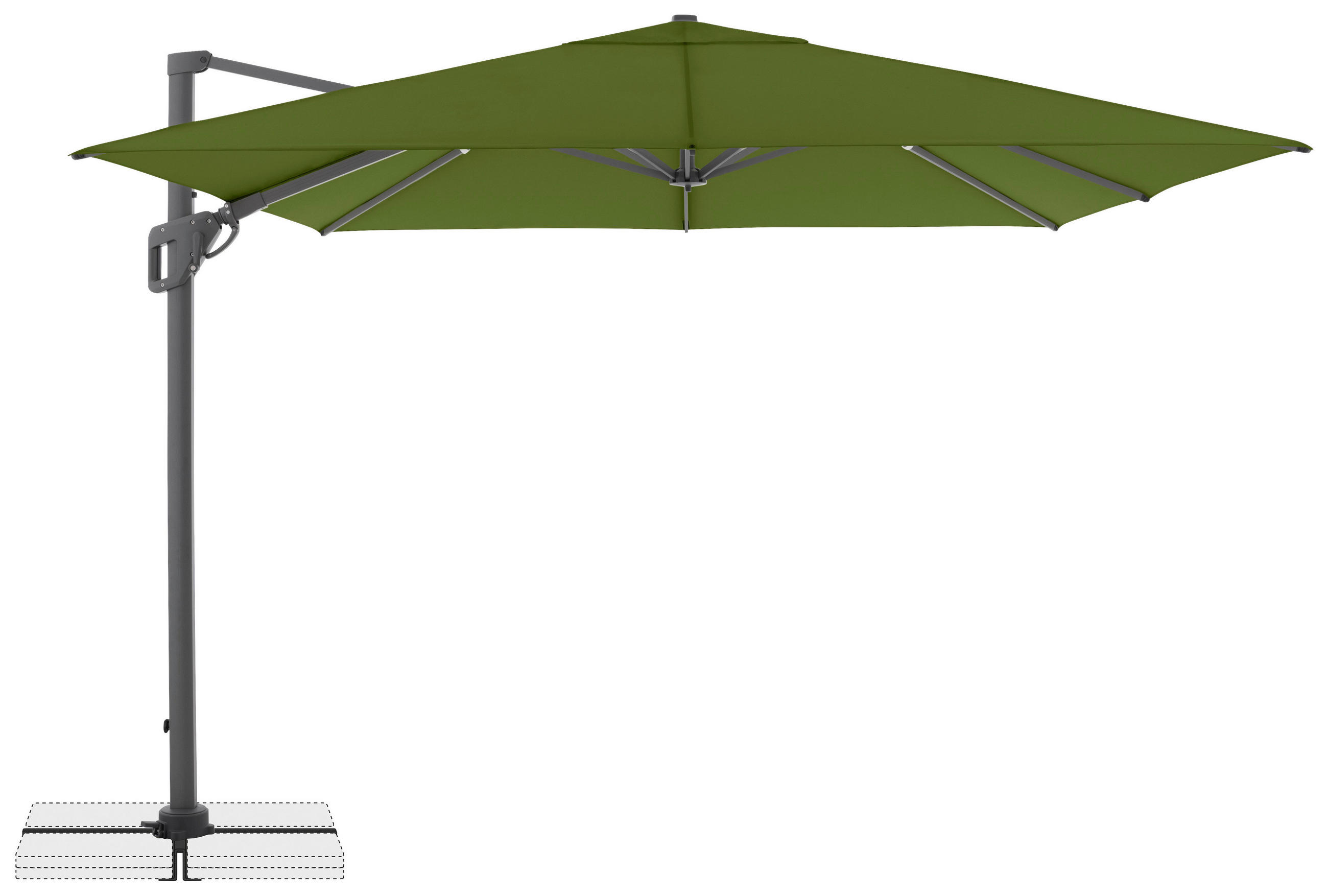AMPELSCHIRM 300x300 cm  - Anthrazit/Grün, Design, Textil/Metall (300/300cm) - Amatio