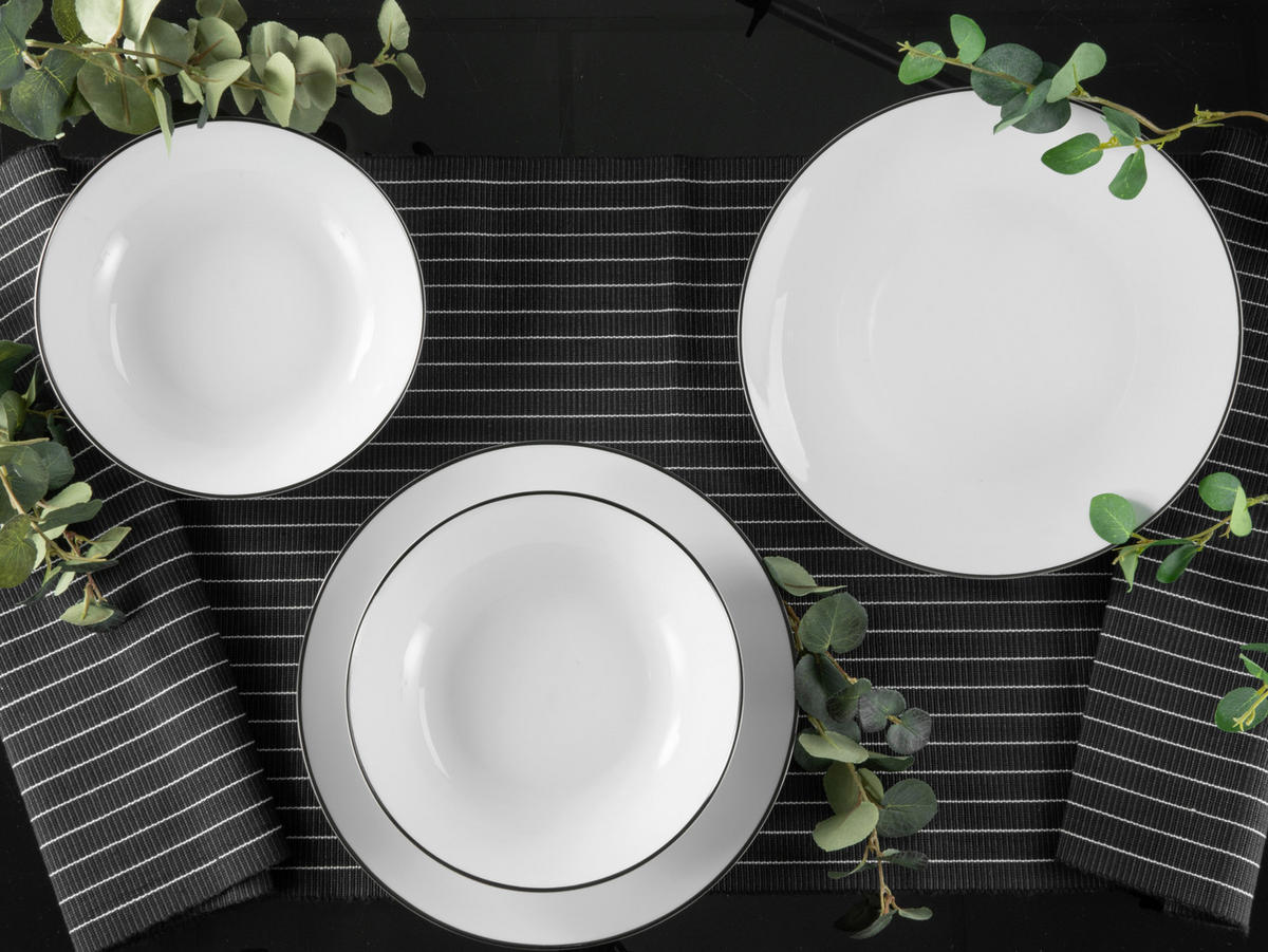 JÍDELNÍ SOUPRAVA, porcelán - bílá/černá, Basics, keramika (30,5/26/31cm) - Creatable